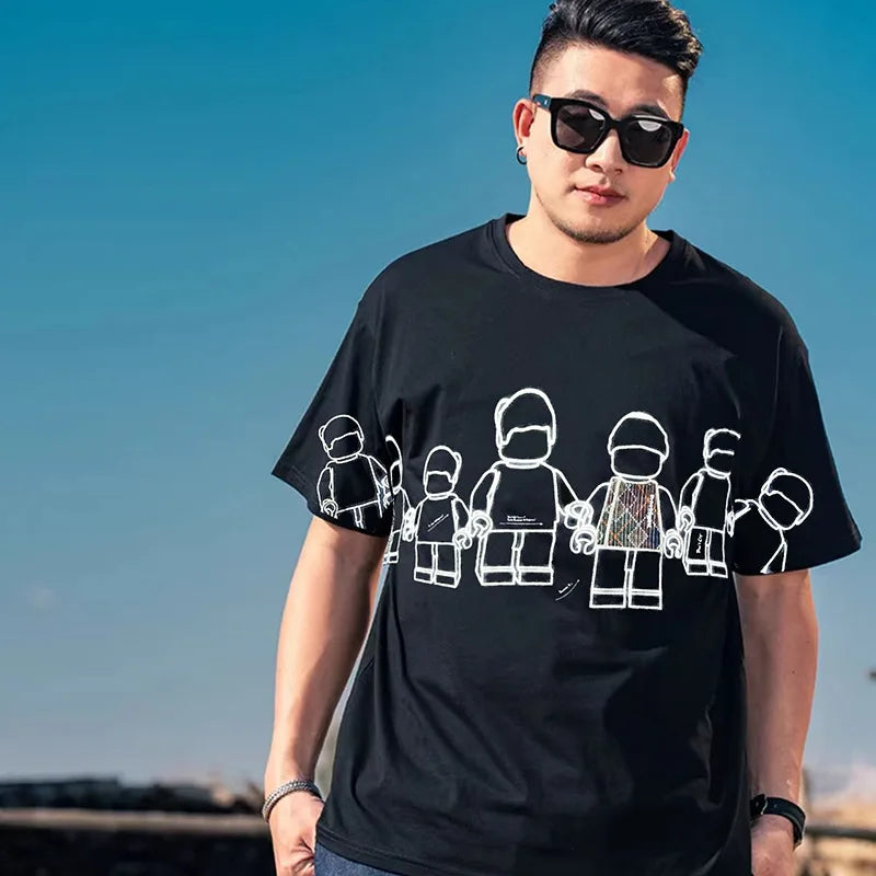 Plus SIze 15XL men's summer new Large trendy casual Cartoon round neck short sleeved t-shirt 14xl 200kg graphic t shirts