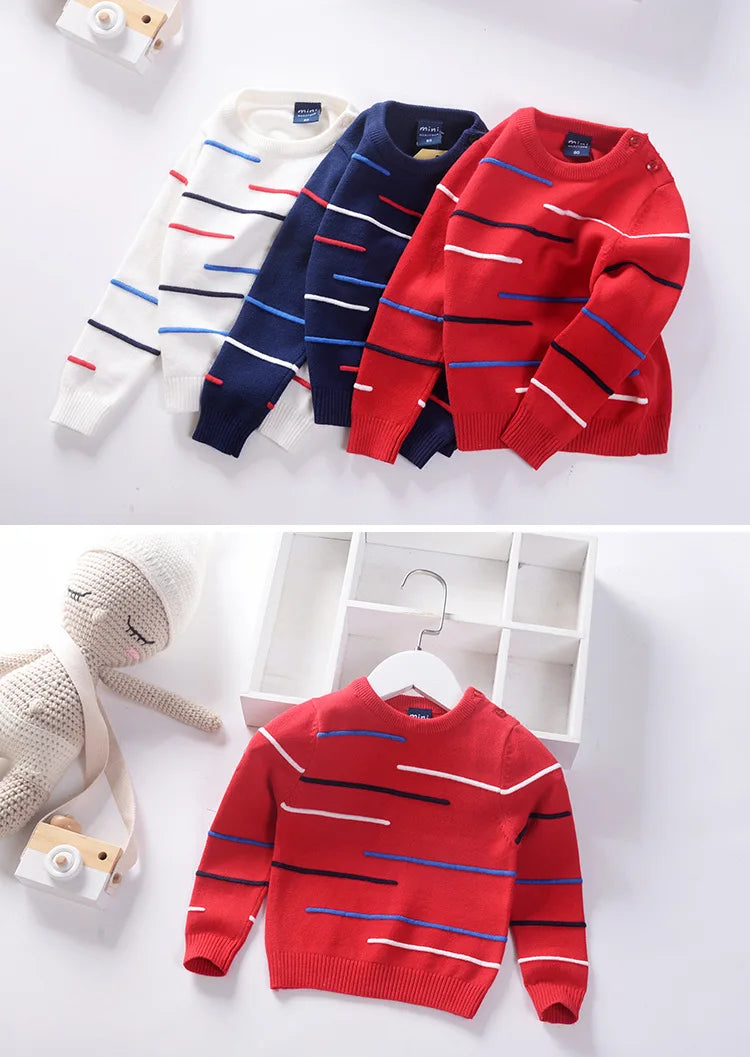 Striped Boys Sweaters Toddler Baby Pullover Cotton Children's Clothes