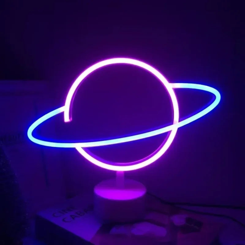 LED Neon Night Light Sign Flamingo Coconut Tree Cactus Table Lamp Kids Birthday Gifts Bedroom Christmas Art Decor Battery/USB