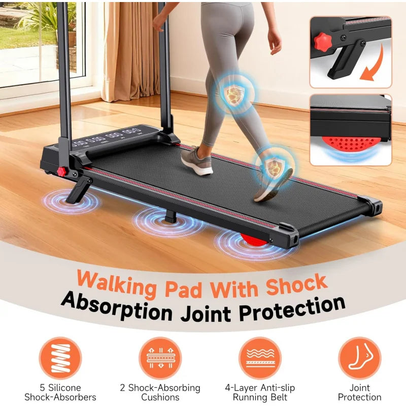 Incline Walking Pad Treadmill for Home Small,2.5 HP Quiet Under Desk Treadmill with 300lbs Capacity,
