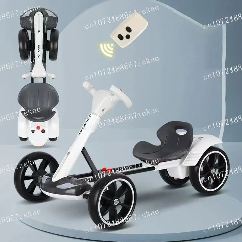 Karting electric four wheeled cart, foldable and seatable, portable and lightweight, no installation required