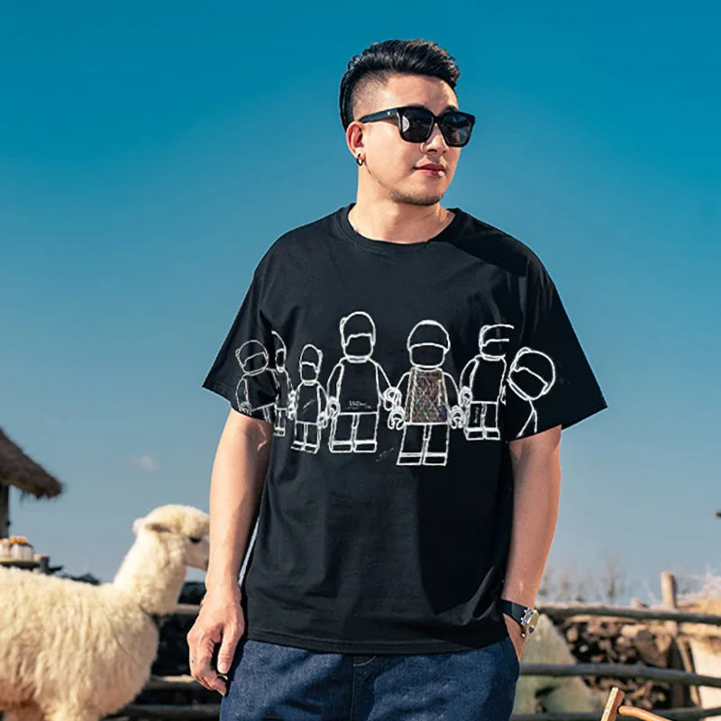Plus SIze 15XL men's summer new Large trendy casual Cartoon round neck short sleeved t-shirt 14xl 200kg graphic t shirts
