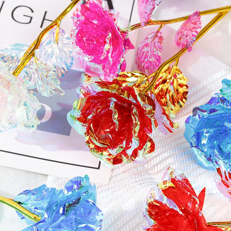 Led Valentine's Day Mother's Day Gift 24K Foil Plated Roses Artifical Flowers Wedding Decor Lover Lighting Roses Creative Gift