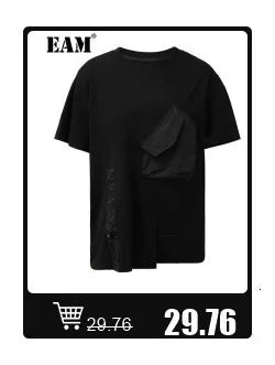 [EAM] Black Printed Back Zipper Sweatshirt New Round Neck Long Sleeve Women Big Size Fashion Tide Spring Autumn 2026 1DJ0624