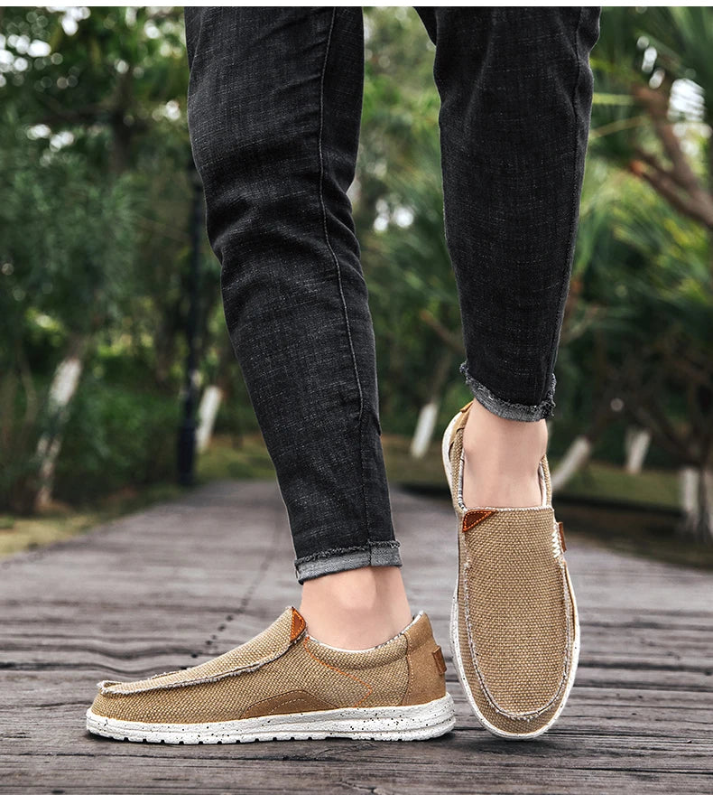 Men Canvas Shoes Slip On Loafers Summer Breathable Sneakers Men Comfty Casual Men Shoes Lightweight Flats Men Walking Zapatos
