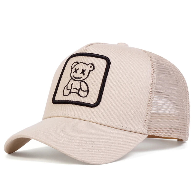 Unisex XX Little Bear Embroidery Baseball Net Caps Spring and Summer Outdoor Adjustable Casual Hats Sunscreen Hat