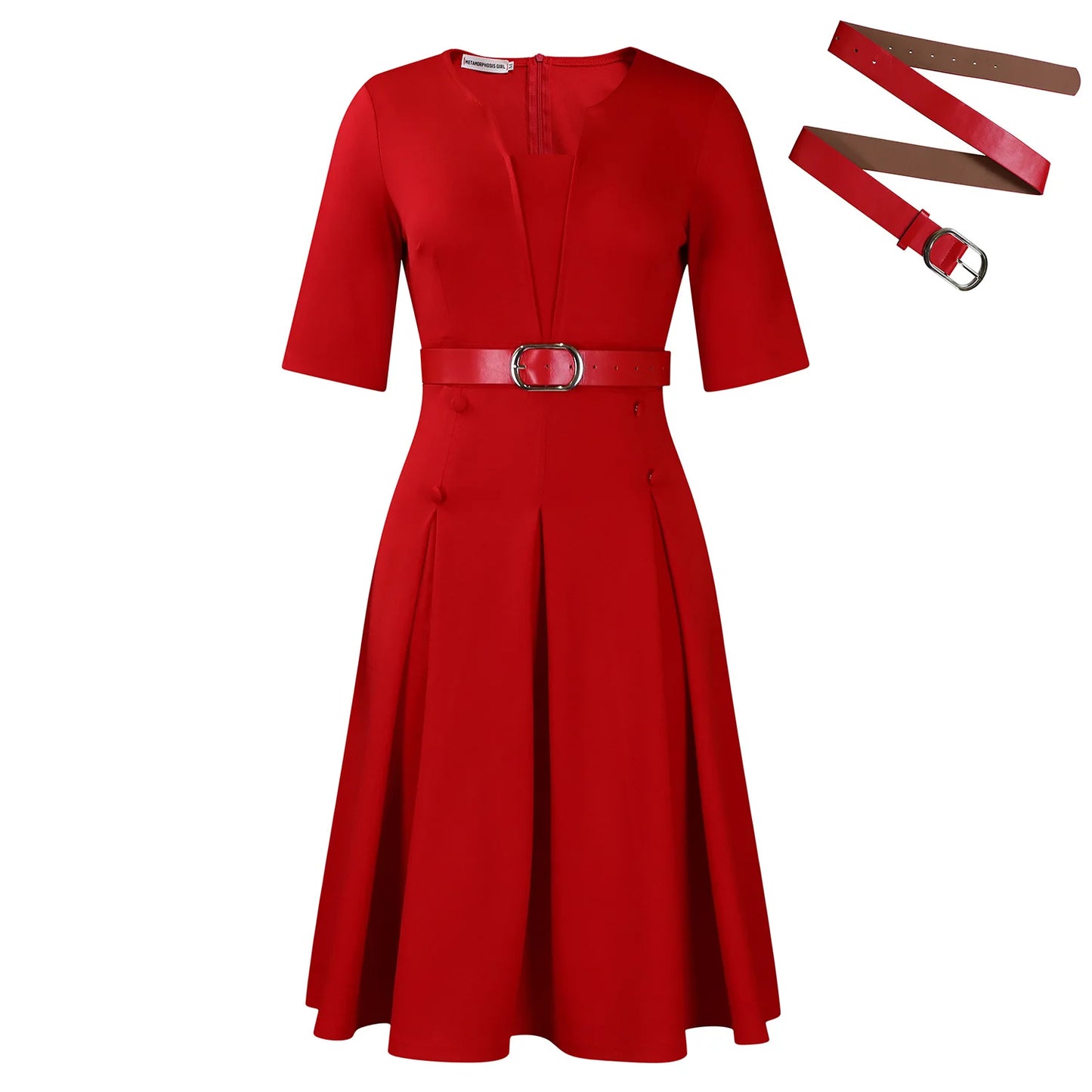Women's Autumn Fashion Elegant Solid Color Five-quarter Sleeve African Dress