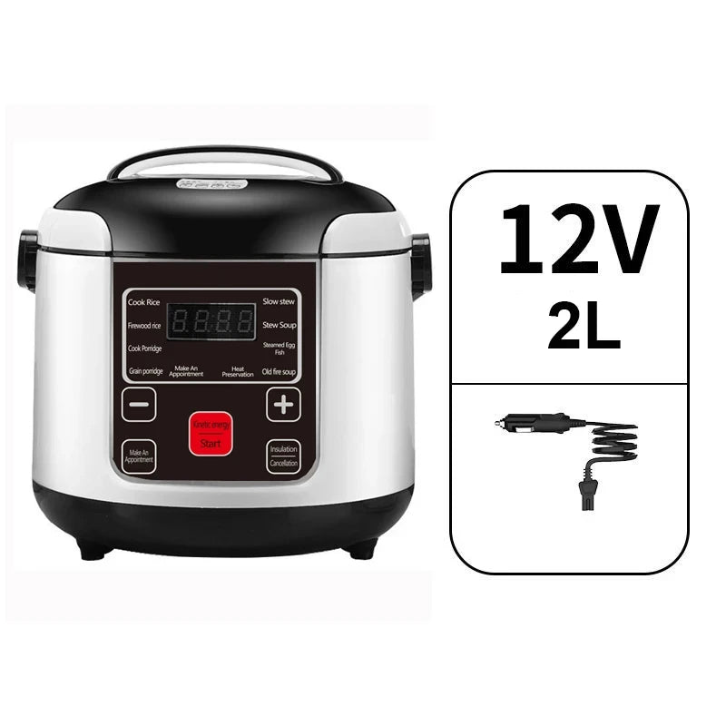 12V 24V Electric Rice Cooker Car Truck Multicooker Timing Reservation Food Heating Cooking Steamer Soup Stew Pot Steamer Cooker
