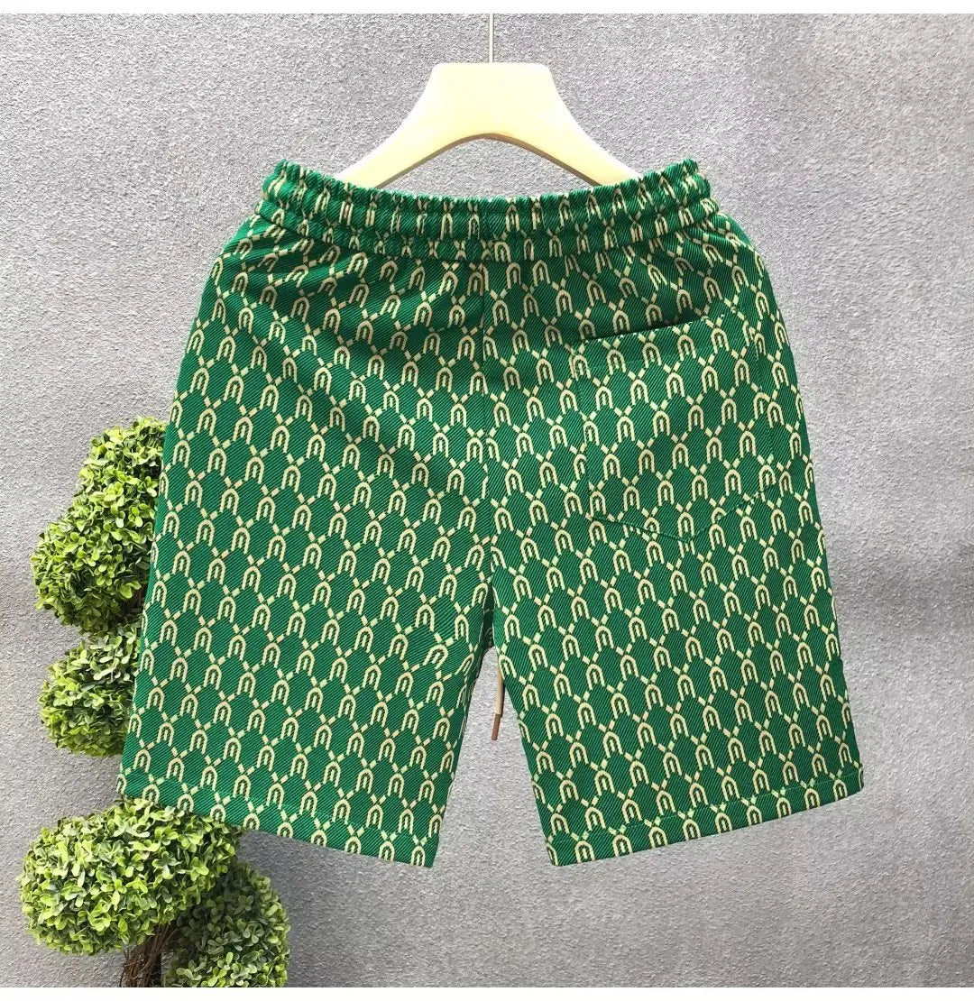 High Quality Men's Shorts Summer American Gym Shorts Fashion Green Short Pants Harajuku High Street Men's Clothing Streetwear