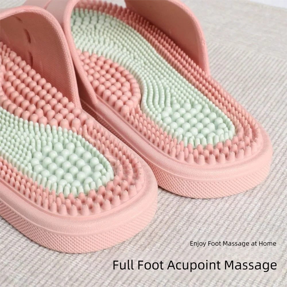 Casual Solid Color Massage Slippers PVC Non-slip Foot Acupressure Slippers Couple Slippers for Women Men