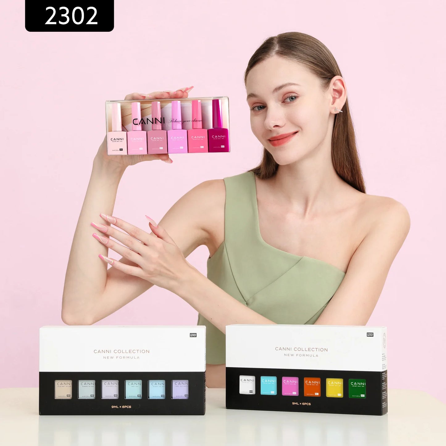 CANNI 6pcs/Lot HEMA FREE Gel Polish Colors Permanent Nail Varnish Set Long Lasting Manicure Base Pink Champagne Dreams Kit-2302