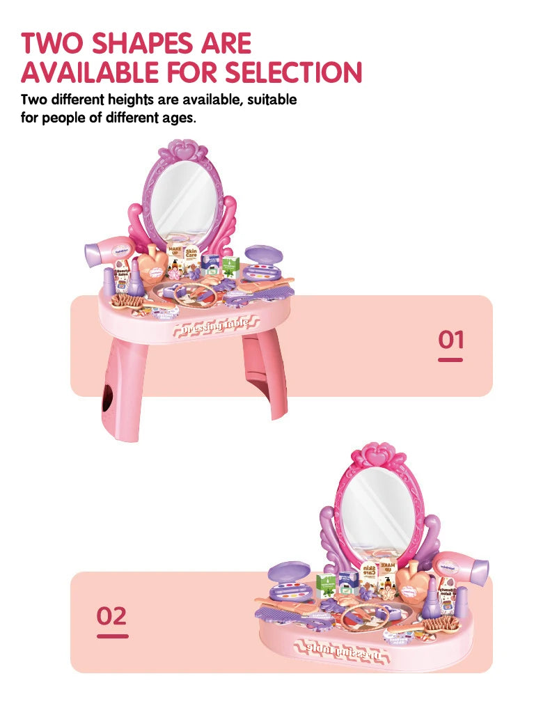 Children's Play house Toy Girl Simulated Dressing Table, DIY table and stickers, Girl pretending makeup toy gift for kid