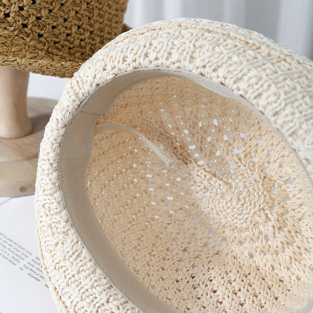 Women's Vintage Jazz-inspired Fisherman Bucket Hat Summer Breathable Sunscreen Sunshade Sun Hat