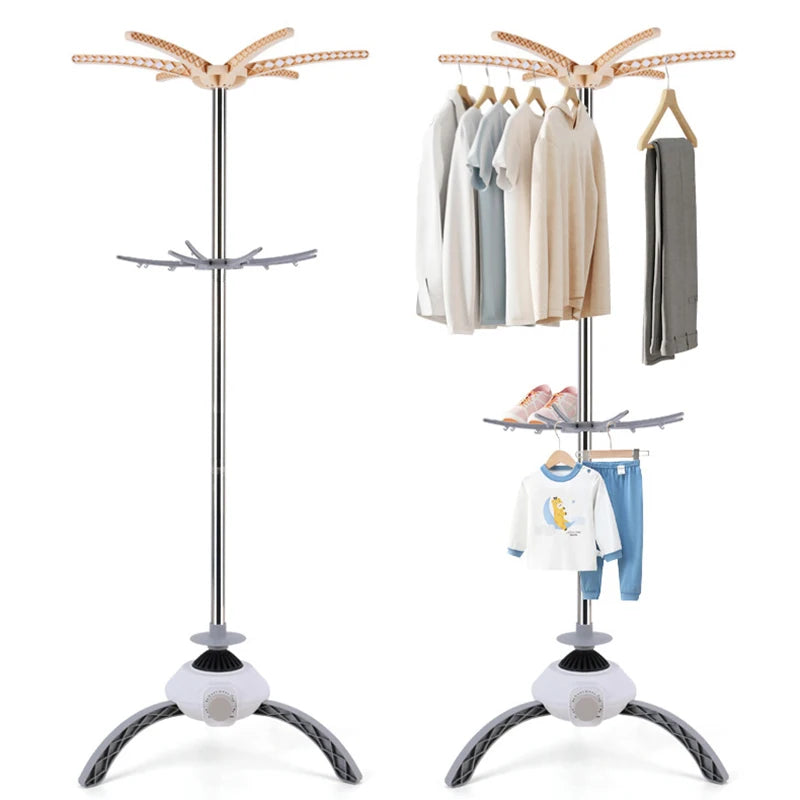 220V Electric Clothes Dryer Portable Warm Air Folding Drying 2 Layers Stand Support Shoes Dryer Machine