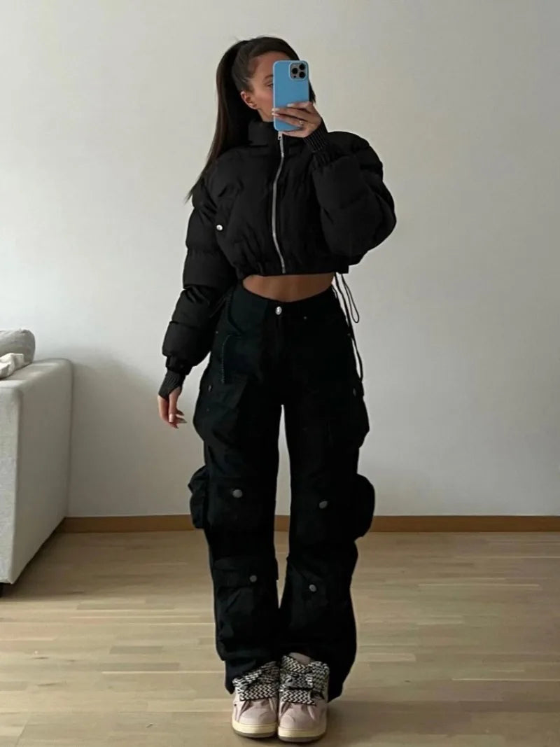 TARUXY Multiple Pockets Cargo Pants For Women Loose High Waist Fashion Sweatpants Women's Baggy Streetwear Pant Woman Trousers