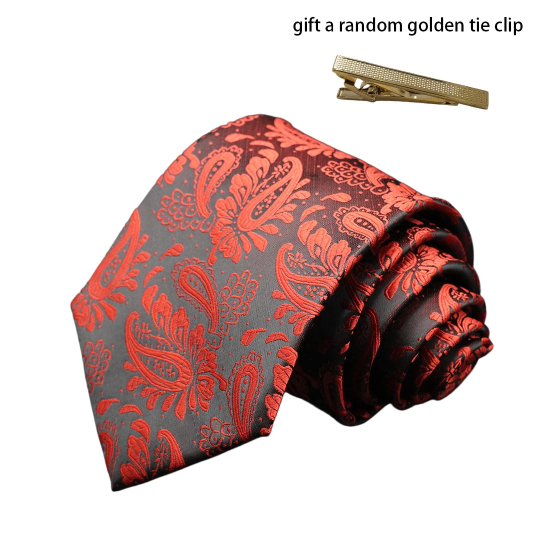 Men's Red Purple Plaid Tie stripe Handmade Woven Fashion Business Tie Geometric Style Polyester Silk Material for Wedding