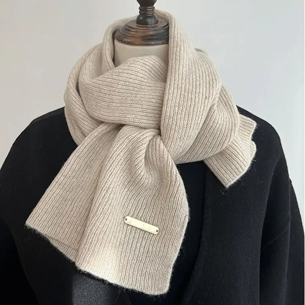 Winter Warm Neckerchief Fake Collar Solid Color Cross Scarf Woolen Thicken Knit Scarf Neck Warmer Women Girls