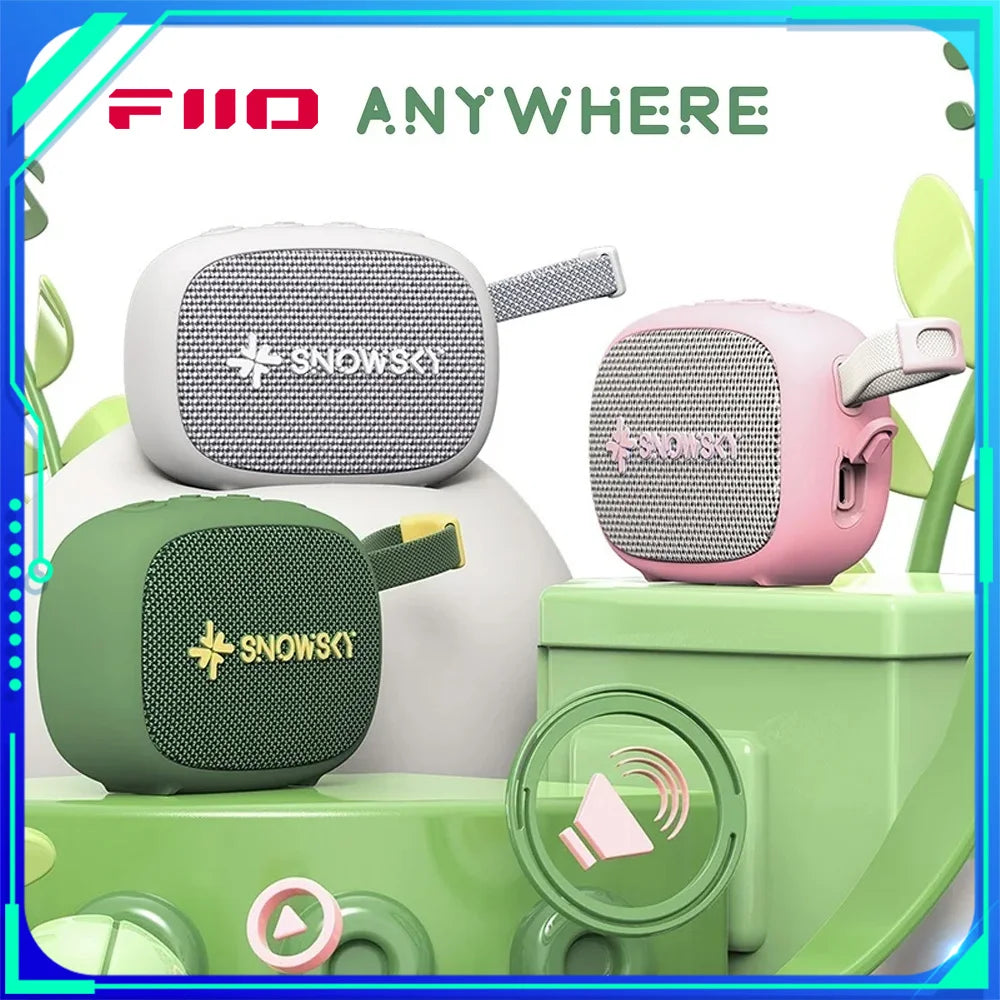 FiiO SnowSky Anywhere Protable Bluetooth Speaker IPX6 Waterproof 45mm Loudspeaker 1400mAh Mini Bluetooth Speaker Outdoor Hiking