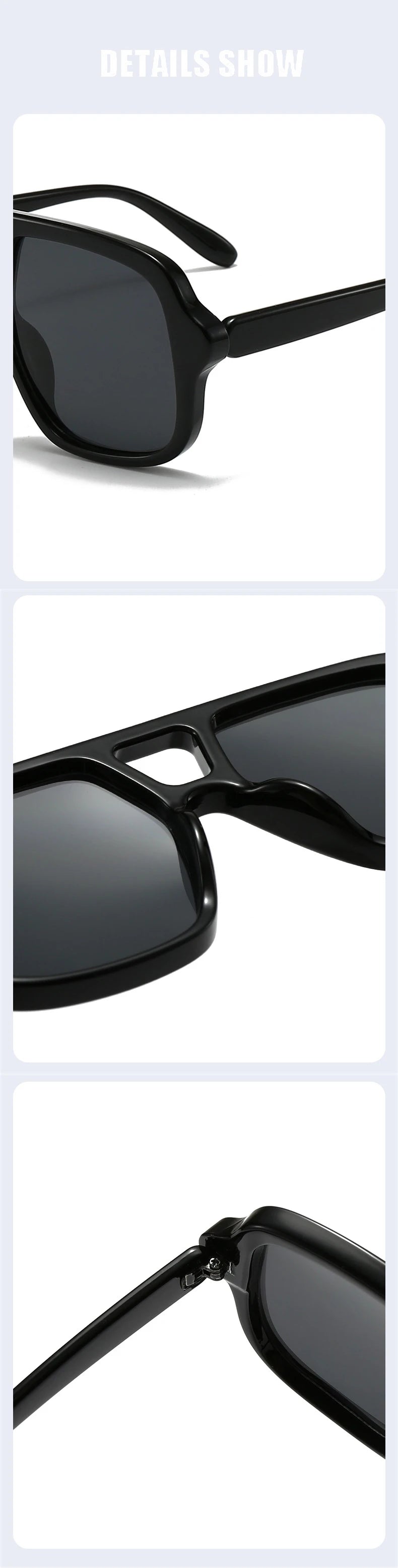SO&EI Ins Popular Fashion Double Bridges Square Men Sunglasses Vintage Punk Yellow Blue Shades UV400 Men Trending Sun Glasses
