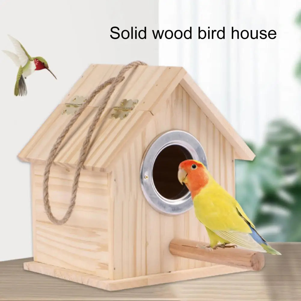 Bird Nest Sturdy Garden Decoration Wooden Bird House Eco-friendly Bird Nesting Box  Natural Wood