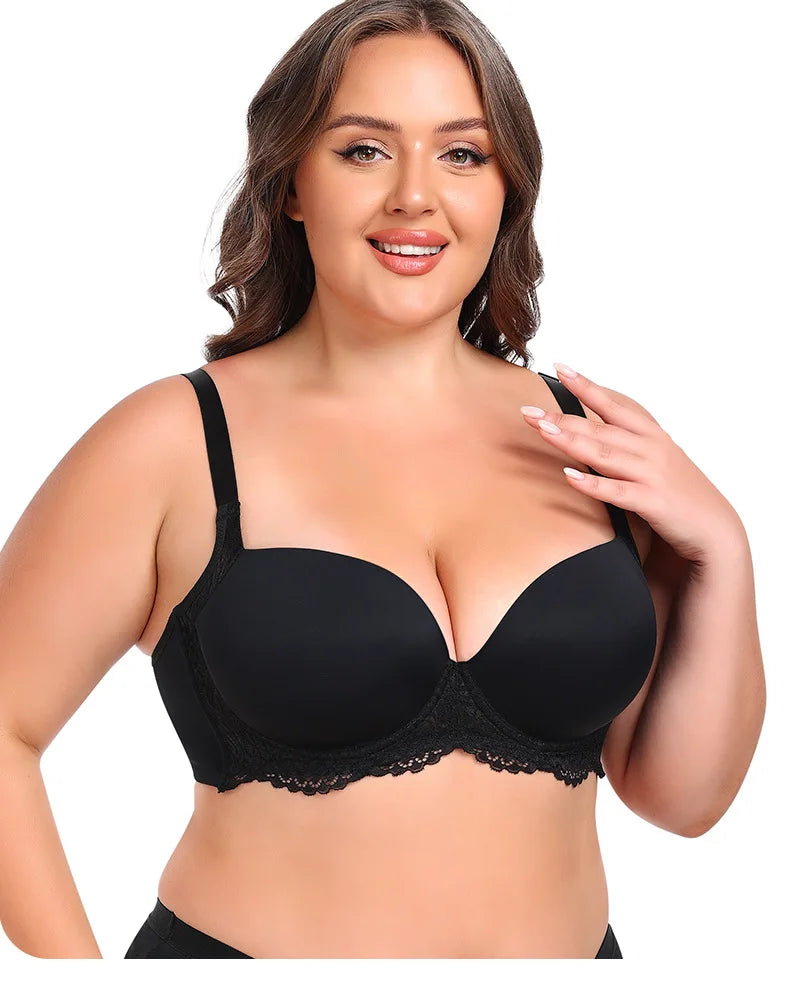 Plus Size Lingerie for Large Busts  Minimizing Anti-Sag Gathering Breathable Underwired Big Cup Size B C D E F 38 40 42 44 46 48