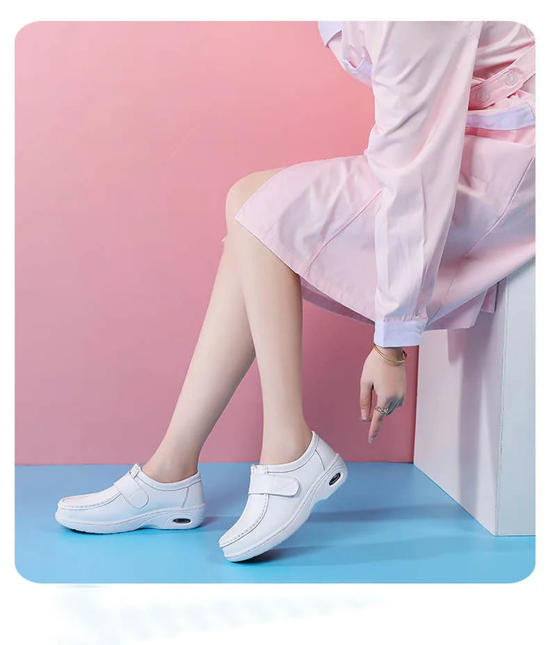 autumn and winter new fashion casual adult women's shoes Nurse shoes white flat leather fashion white  women shoes