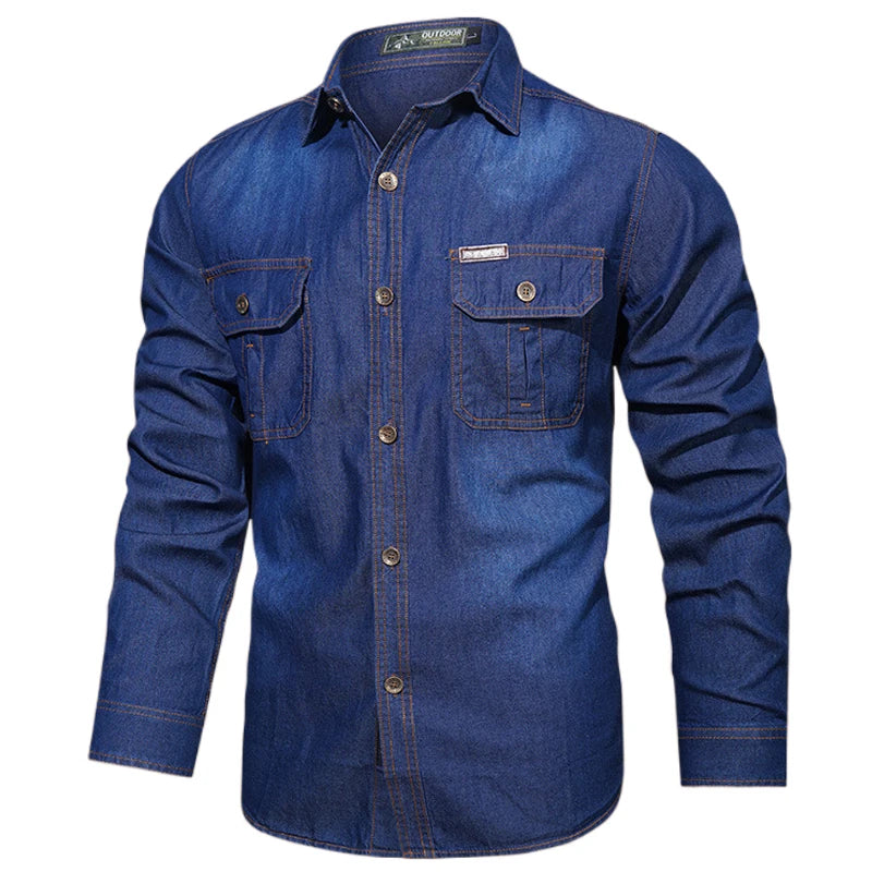 Plus Size 5XL Spring Long Sleeve Loose Denim Shirts Men Pure Cotton Shirt High Quality Male Autumn Fashion Casual Outwear Shirts