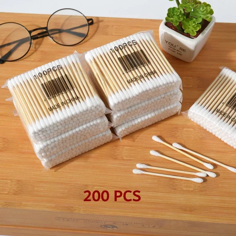 Double Cotton Buds Tip Sticks Nose Ear Cleaning Health Care Tools Head Wood Cotton Swab Women Makeup Lipstik Ватные Палочки