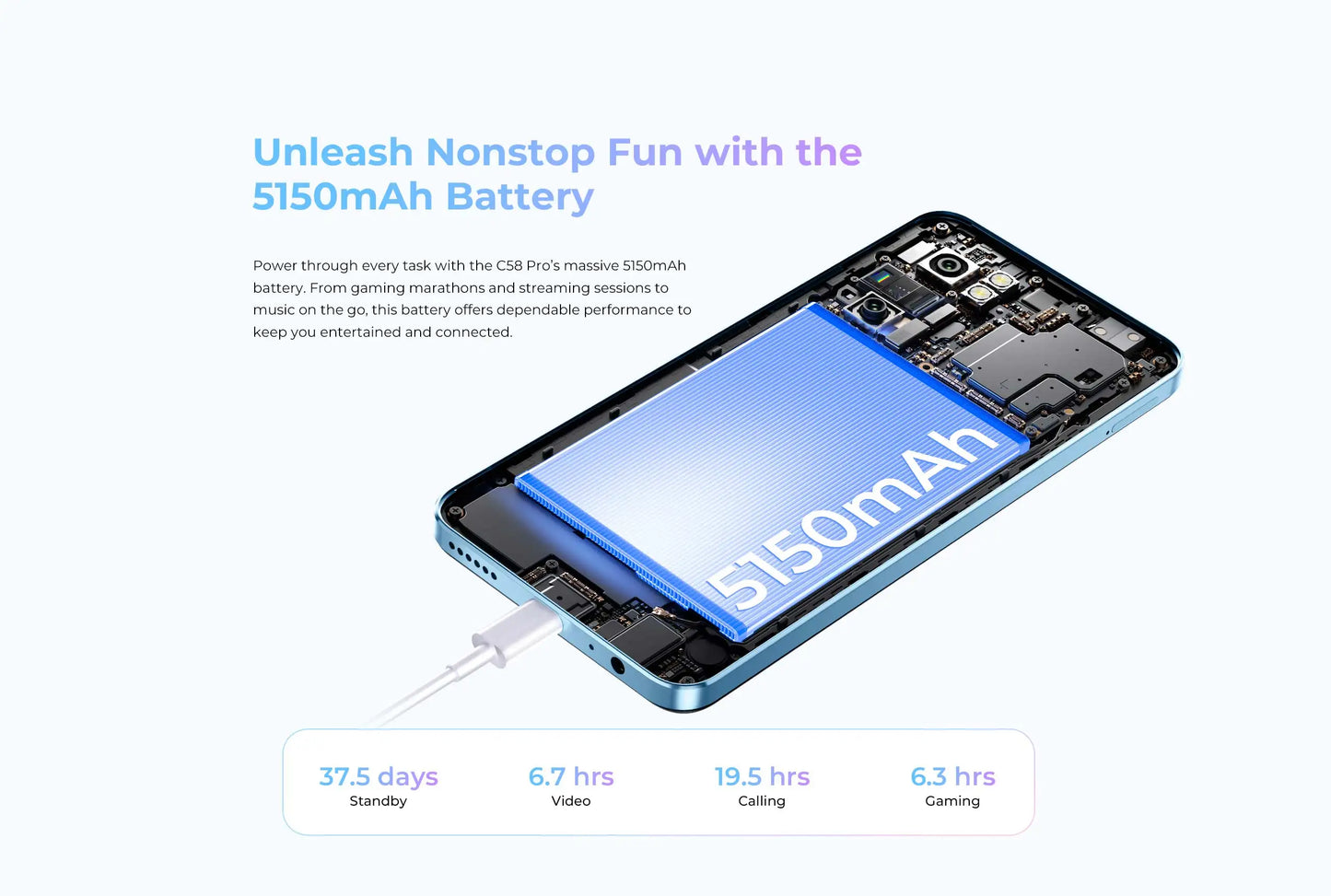 Oukitel C58 PRO smartphone 5150mAh Battery 24(6+18)GB+256GB 50MP Main Camera 6.7" HD+ Display