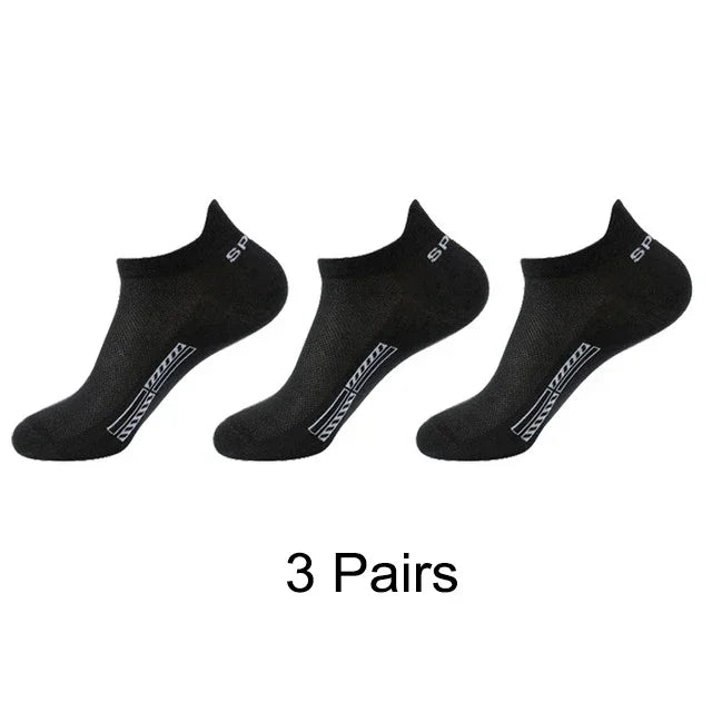 3Pairs Organic Cotton Men Socks Ankle Breathable Mesh Sports Sock Casual Athletic Summer Thin Short Sokken Plus Size EU36-44