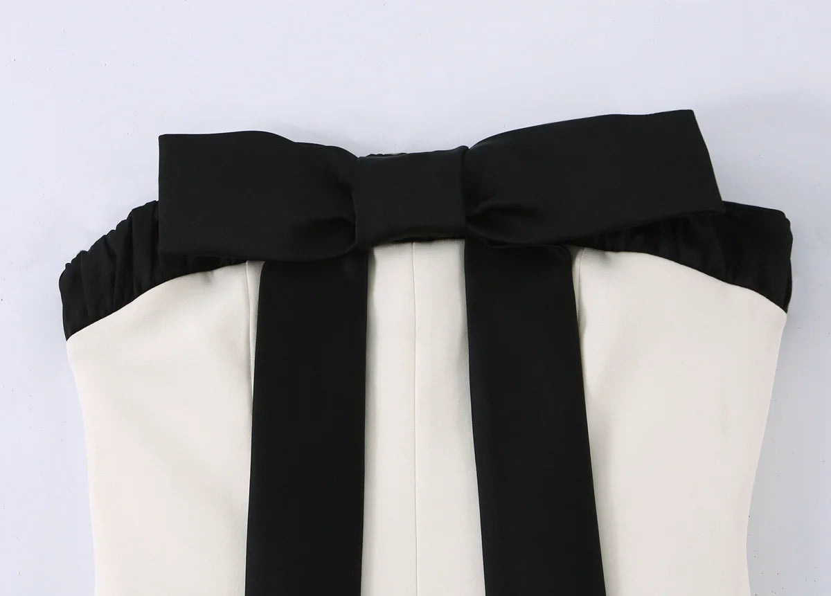 Women Strapless Mini Dress With Bow Fashion Off Shoulder Straight Neck Slim Club Party Clothing Female Sexy Dress 2026 New