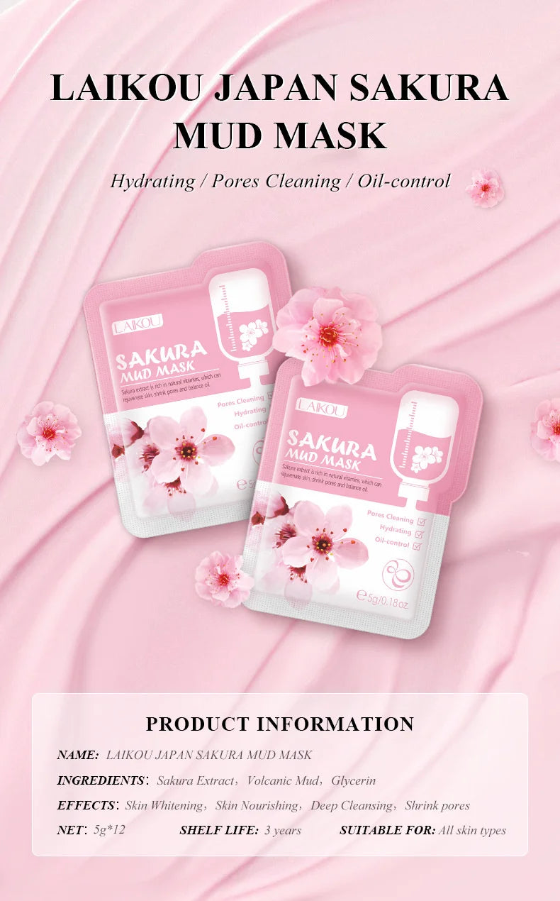 LAIKOU Sakura Facial Cleansing Skincare Set Moisturize Beauty Health Eye Mask Lip Mask Korean Facial Care Products Kit
