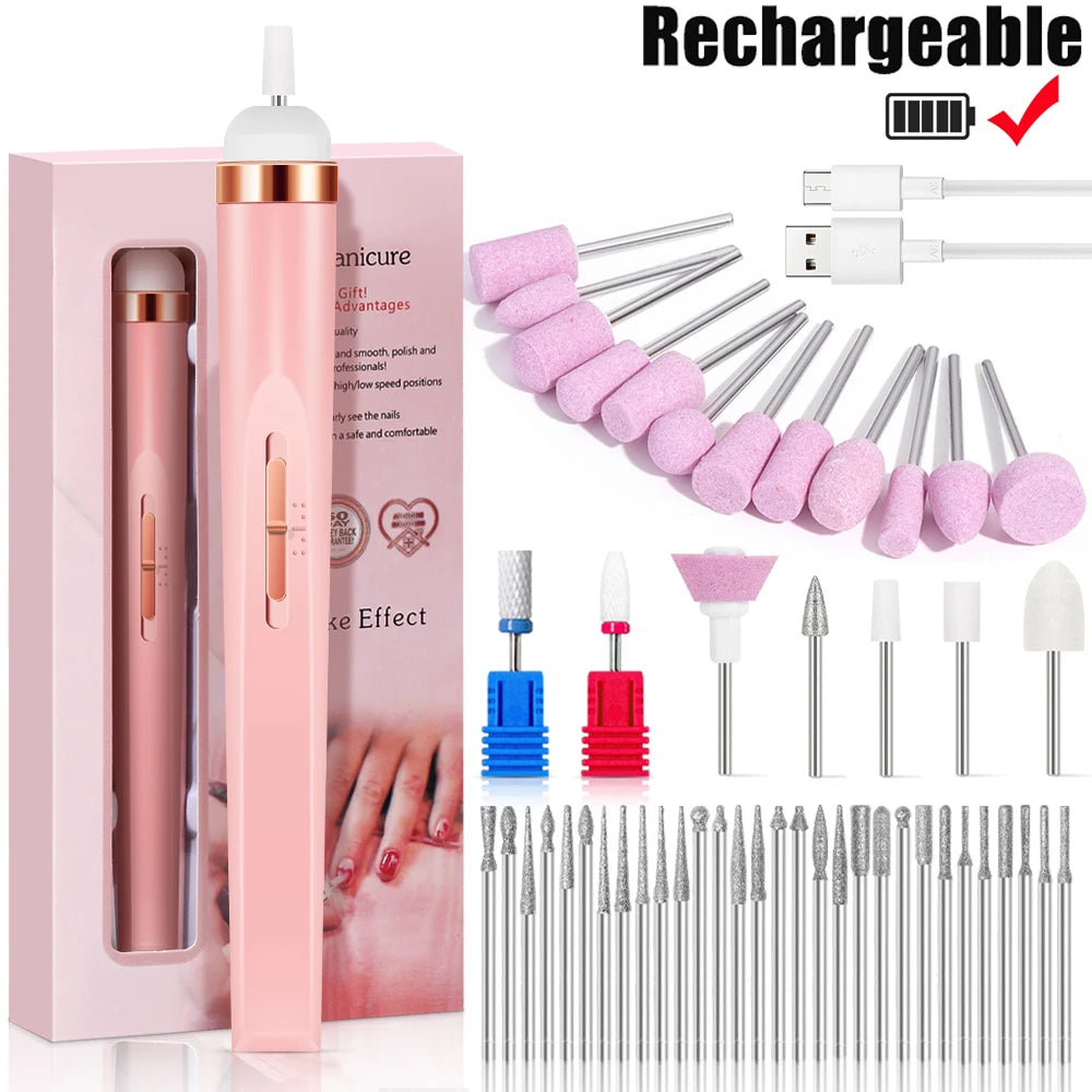 LULAA Electric Nail Drill Kit Rechargeable Cordless Manicure Kit Portable Nail Grinding Polisher for Trim Nails Exfoliating