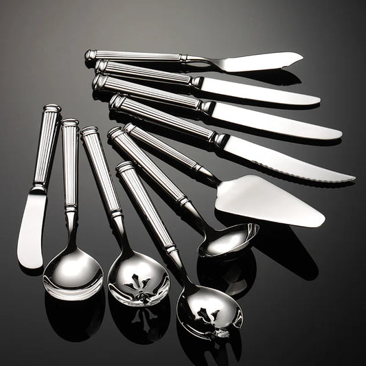 High Value 420 Stainless Steel Roman Cutlery Set Public Spoon Fork Knives Silverware Western Hotel Table Decoration Luxury Gift