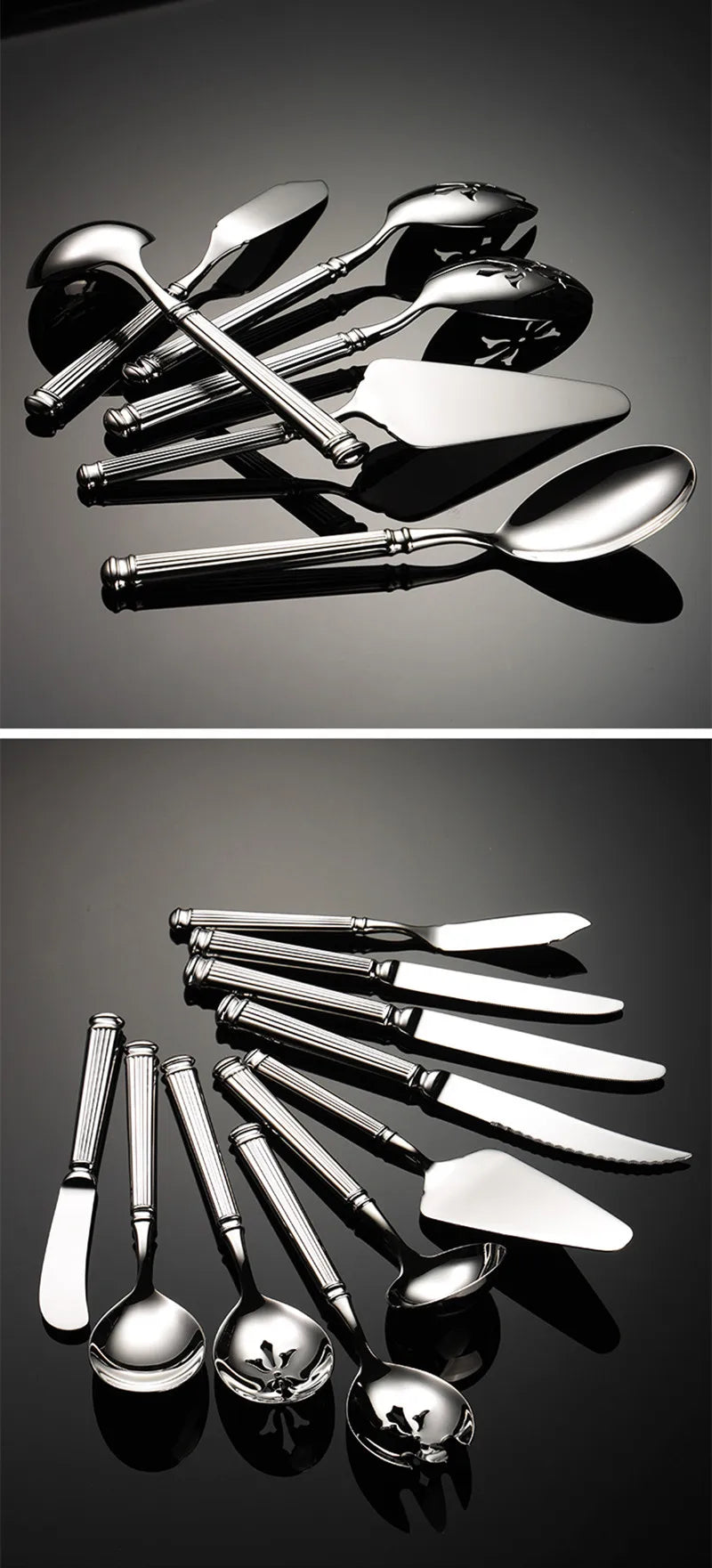 High Value 420 Stainless Steel Roman Cutlery Set Public Spoon Fork Knives Silverware Western Hotel Table Decoration Luxury Gift