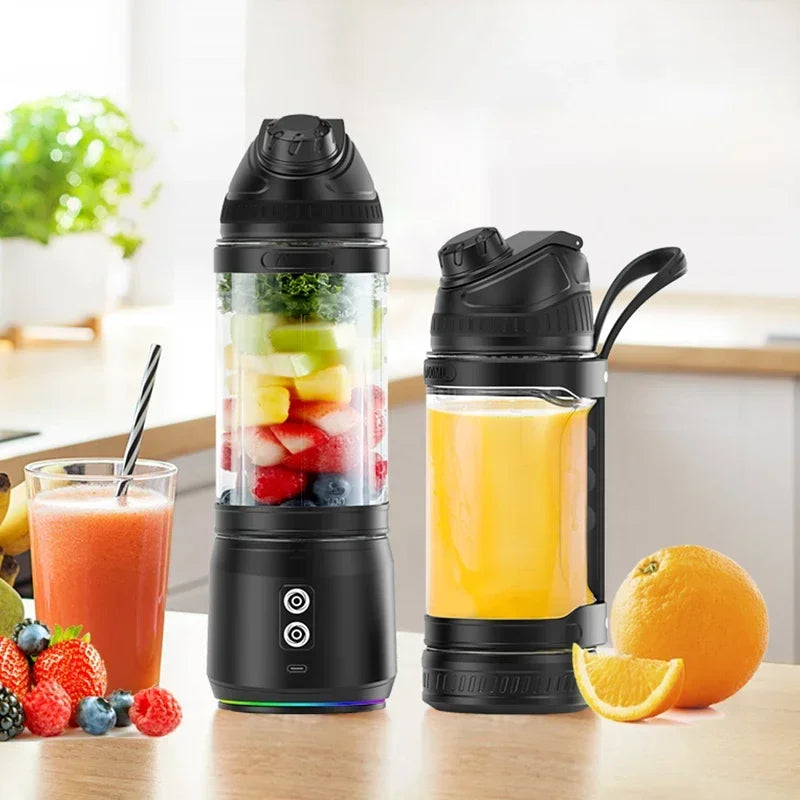 Portable Electric Juicer 700ML USB Rechargeable Fruit Milkshake Smoothie Mini Blender for kitchen travel Outdoor Camping Picnic.