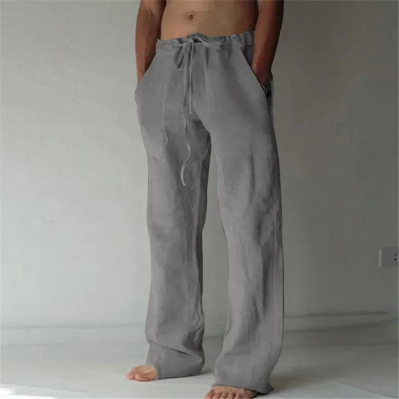 summer spring 2025 New Men's Cotton Linen Pants Male Autumn New Breathable Solid Color Linen Trousers Fitness Streetwear S-3XL
