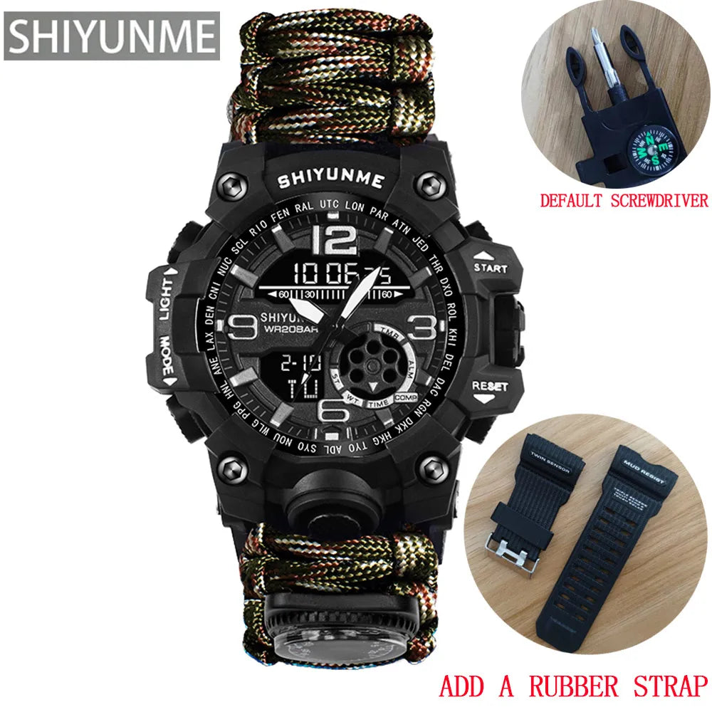 SHIYUNME G Style Military Sports Digital Watches Compass Outdoor Survival Multi-function Waterproof Mens Watch Relogio Masculino