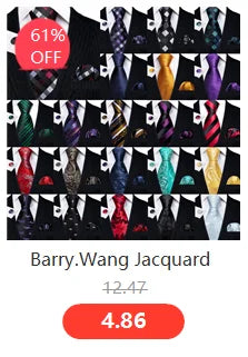 Barry.Wang Orange Brown Silk Mens Tie Hanky Cufflinks Set Gold Coffee Jacquard Designer Necktie For Male Wedding Business Party