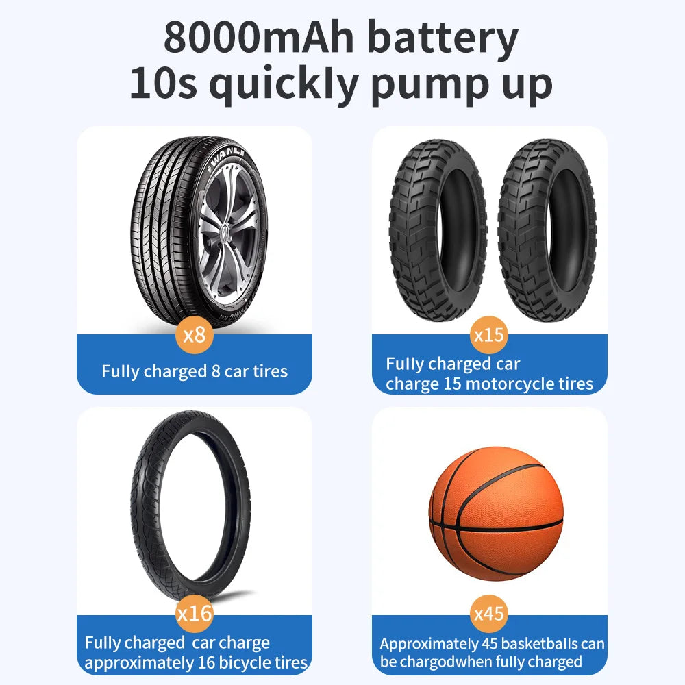 Car Inflator Compressor Pump With LED Lamp For Car Motorcycle Bicycle Tyre Balls Wireless Electric Car Air Tire Pump