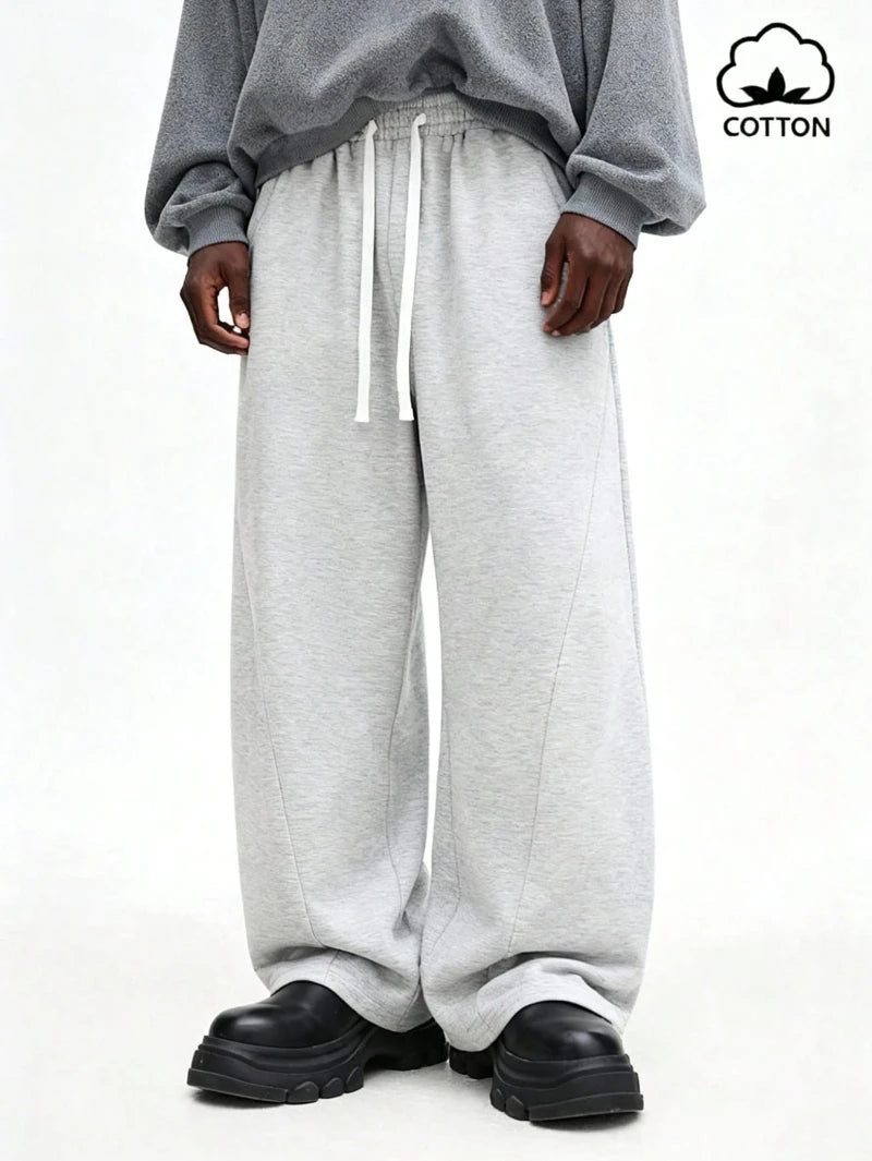 Relaxed Drawstring Sweatpants Heather Joggers Casual Lounge Pants Comfortable Elastic Waist Cotton Blend Bottoms, Men Grey