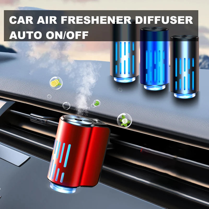 Auto On/Off Car Air Freshener Diffuser, Smart Car Air Freshener  3 Adjustable Light Modes Rechargeable Aromatizante Para Carro E