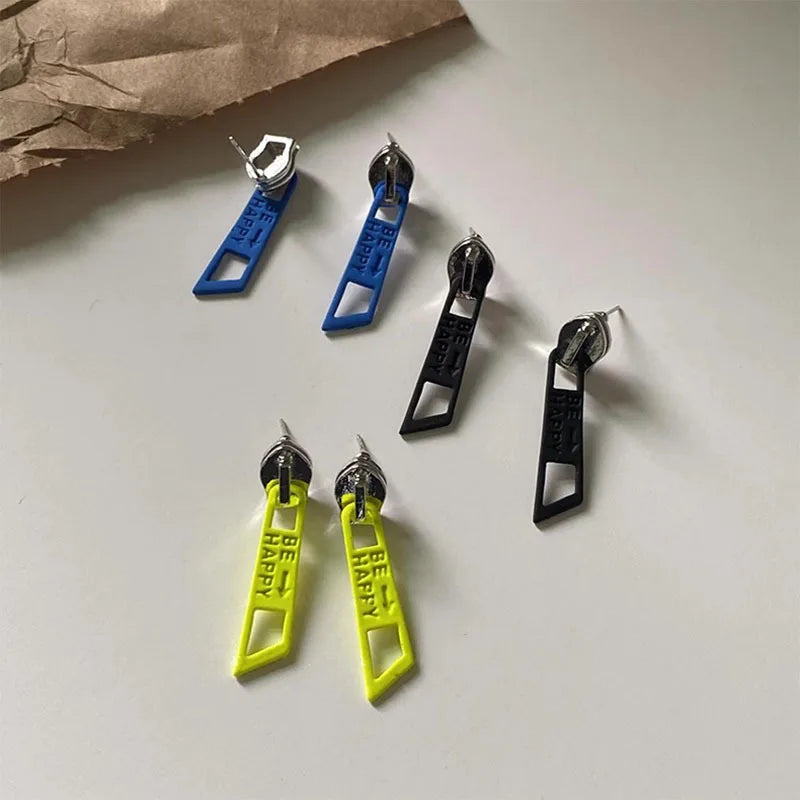Hip-Hop Fashion Zipper Head Stud Earrings For Women Punk Style Personalized Girl Piercing Jewelry Accessory