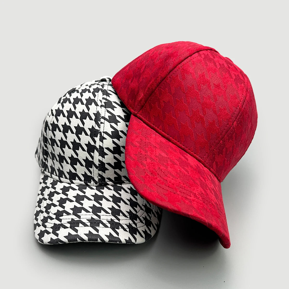 Classical Retro Houndstooth Baseball Hats New Unisex Sunshade Color Block Breathable Leather Versatile ins Fashion Peaked Caps