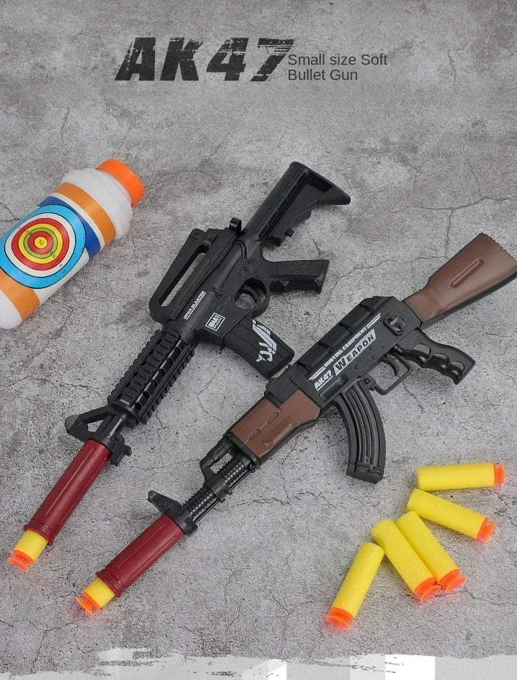 Soft Bullet Mini AK47 M4A1 Launchable Toy Gun Rifle Shell Ejection Toy Gun Model Children's Christmas Gifts Adult Toys