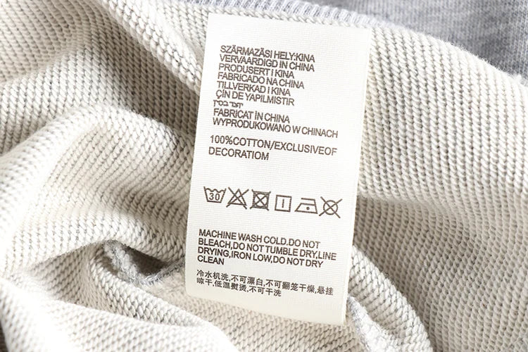 Spring New American Retro Sleeve Patch Solid Color Sweatshirt Men's Simple 100% Cotton Washed Pullover Loose Casual Sportwear