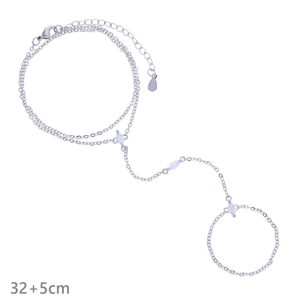 New Iced Out Oval CZ Choker Bracelet Silver Color Bling Lariat Long Bar Round Stone Long Tassel Bangle Women Jewelry