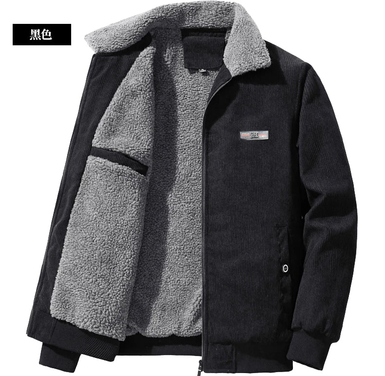 Jacket Mens autumn Winter New mens jacket collar Solid color Corduroy Jackets men business casual coat Men's coats M-4XL 5XL2202