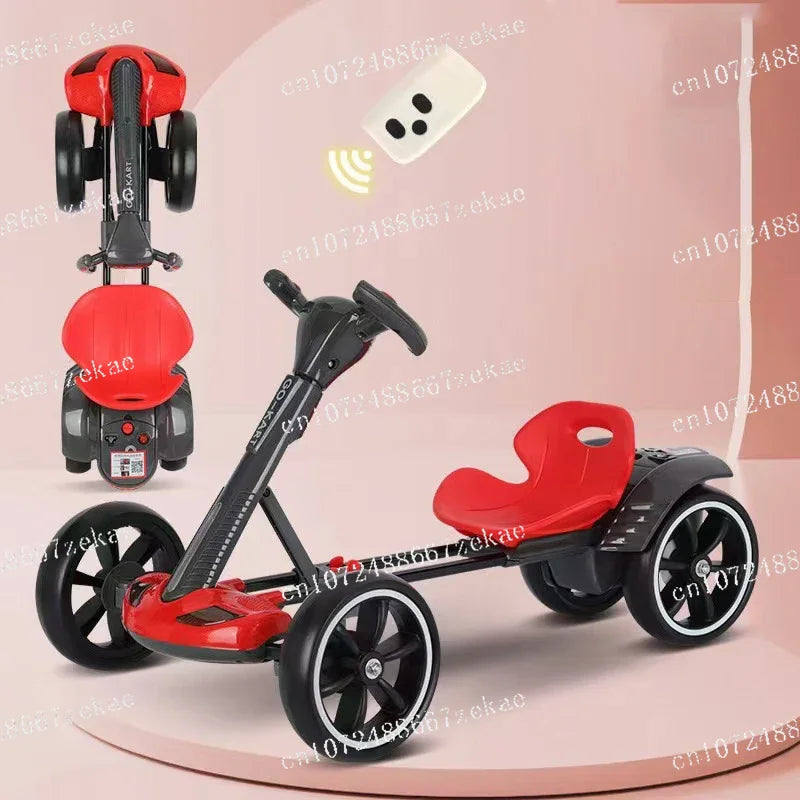 Karting electric four wheeled cart, foldable and seatable, portable and lightweight, no installation required
