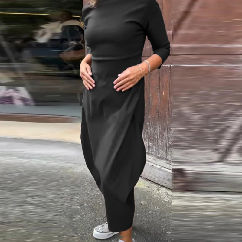 Femme Robe Fashion Solid Long Dress Women Spring Elegant O Neck Slim Evening Dresses Autumn Long Sleeve Pullovers Dress Vestidos